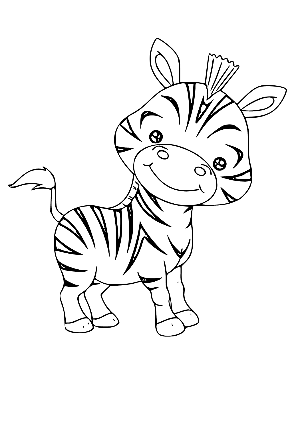 Free printable zebra baby coloring page for adults and kids