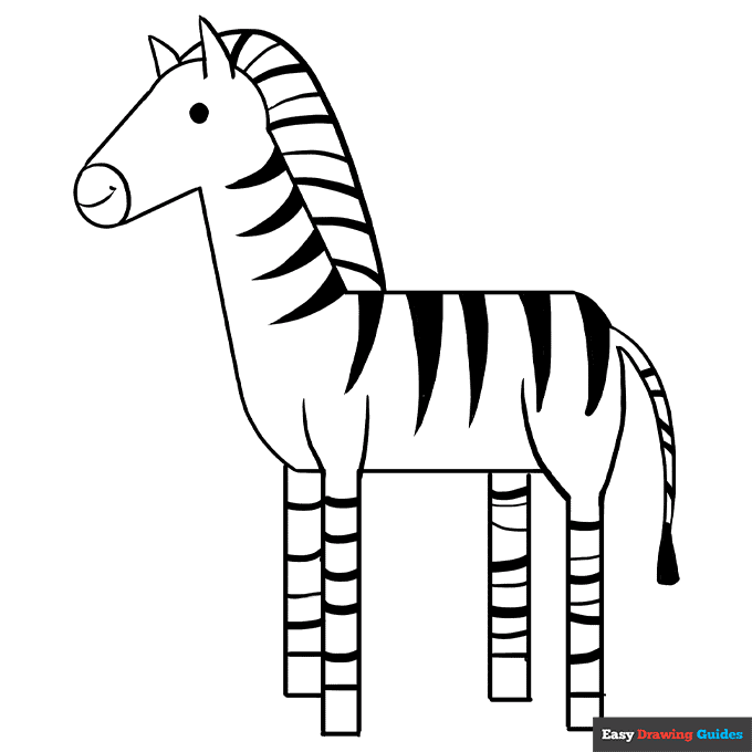 Zebra coloring page easy drawing guides