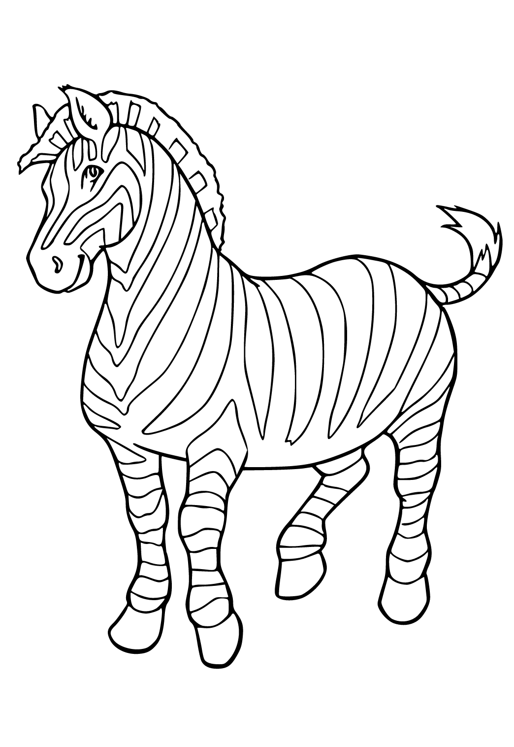 Free printable zebra easy coloring page for adults and kids