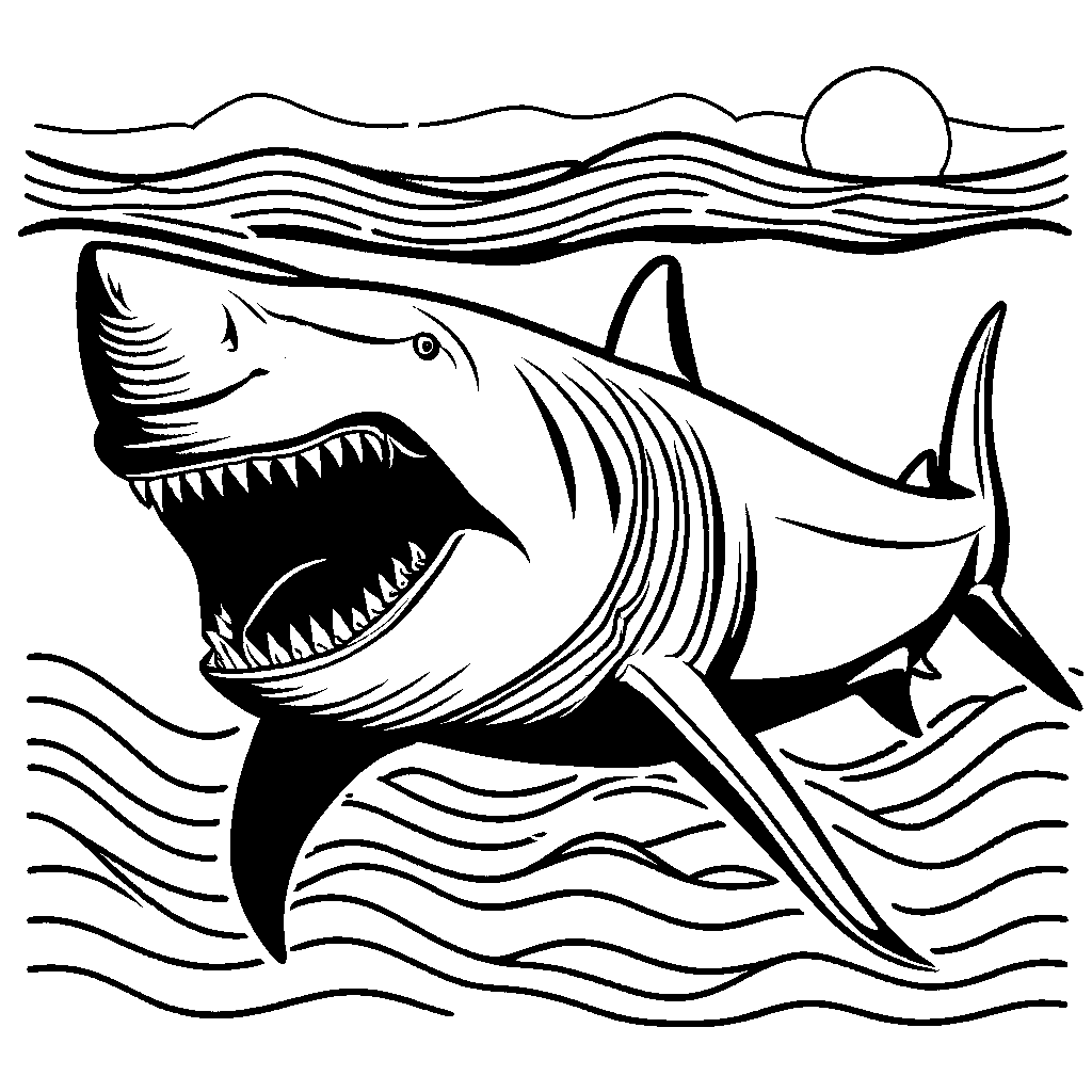 Megalodon shark coloring page â lulu pages