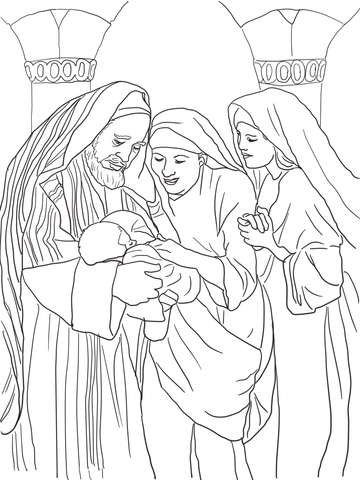 Zechariah elizabeth and baby john the baptist coloring page free printable coloring pages