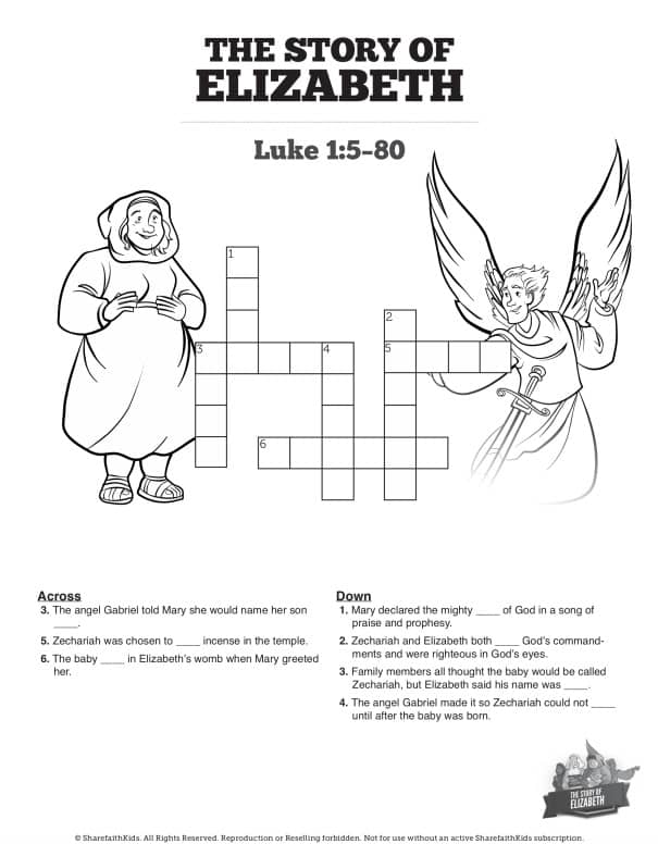 Luke the story of elizabeth sunday school coloring pages â