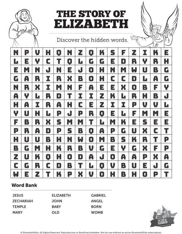 Luke the story of elizabeth bible word search puzzles clover media