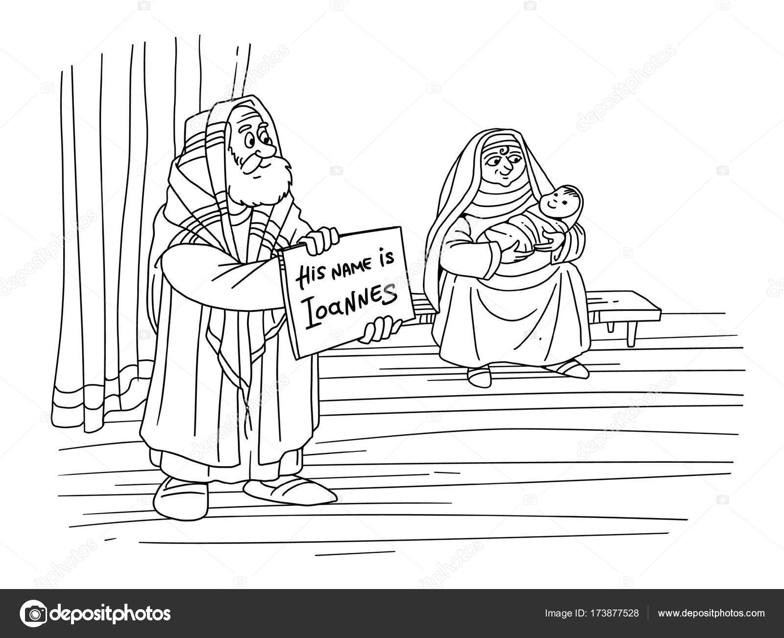 Christmas story zechariah gives the name of his son john stock illustration by askib