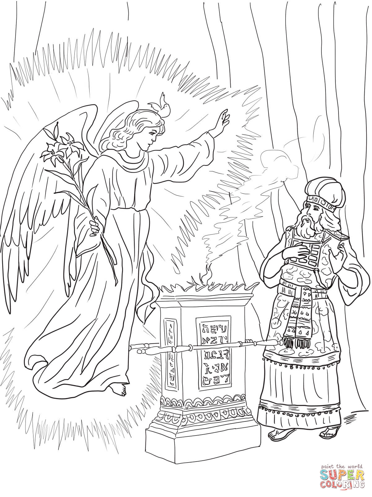 Angel visits zechariah coloring page free printable coloring pages