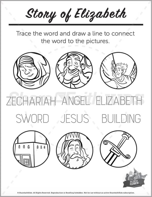 Luke the story of elizabeth preschool word picture match â