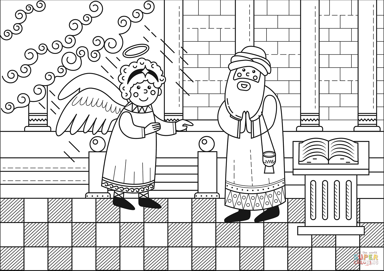 Annunciation to zechariah coloring page free printable coloring pages