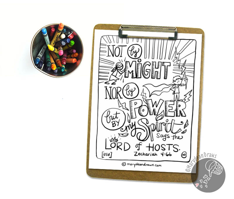 Not by might zechariah bible verse coloring page