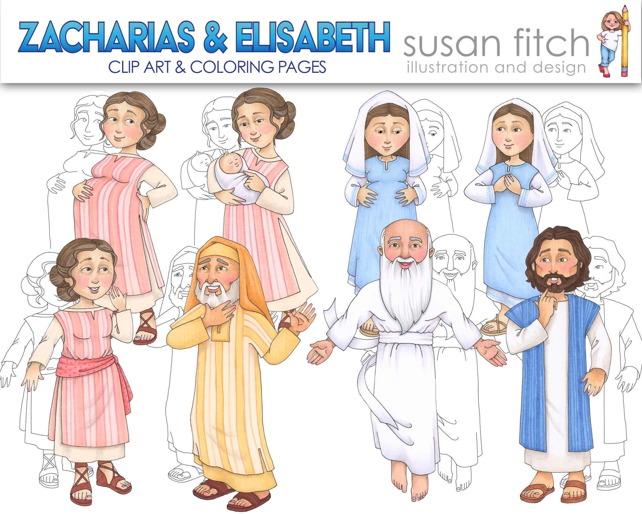 Zacharias and elisabeth clip art and coloring pages download now