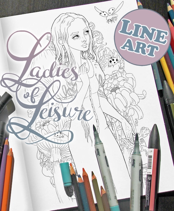 Ladies of leisure coloring book line art version zan von zed printable pdf