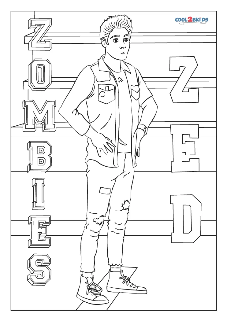 Free printable zed zombies coloring pages