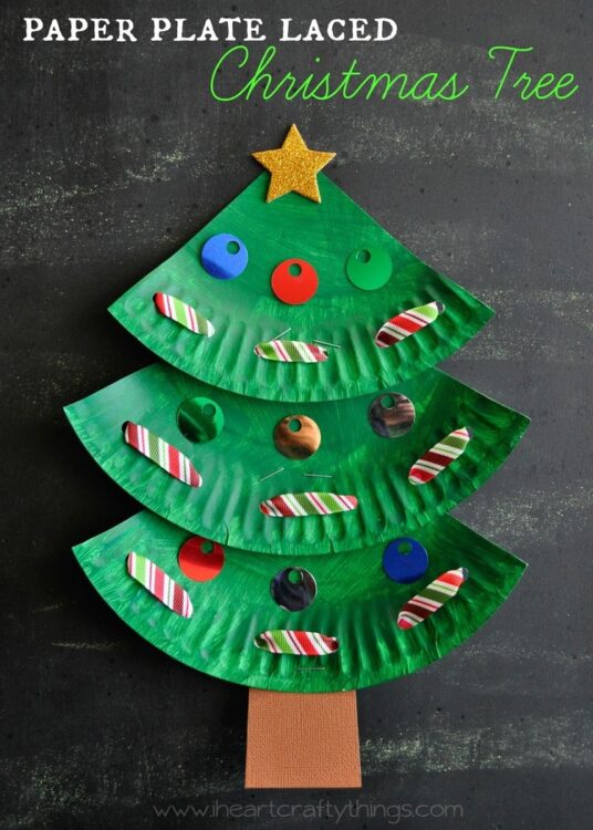 Paper plate christmas tree craft