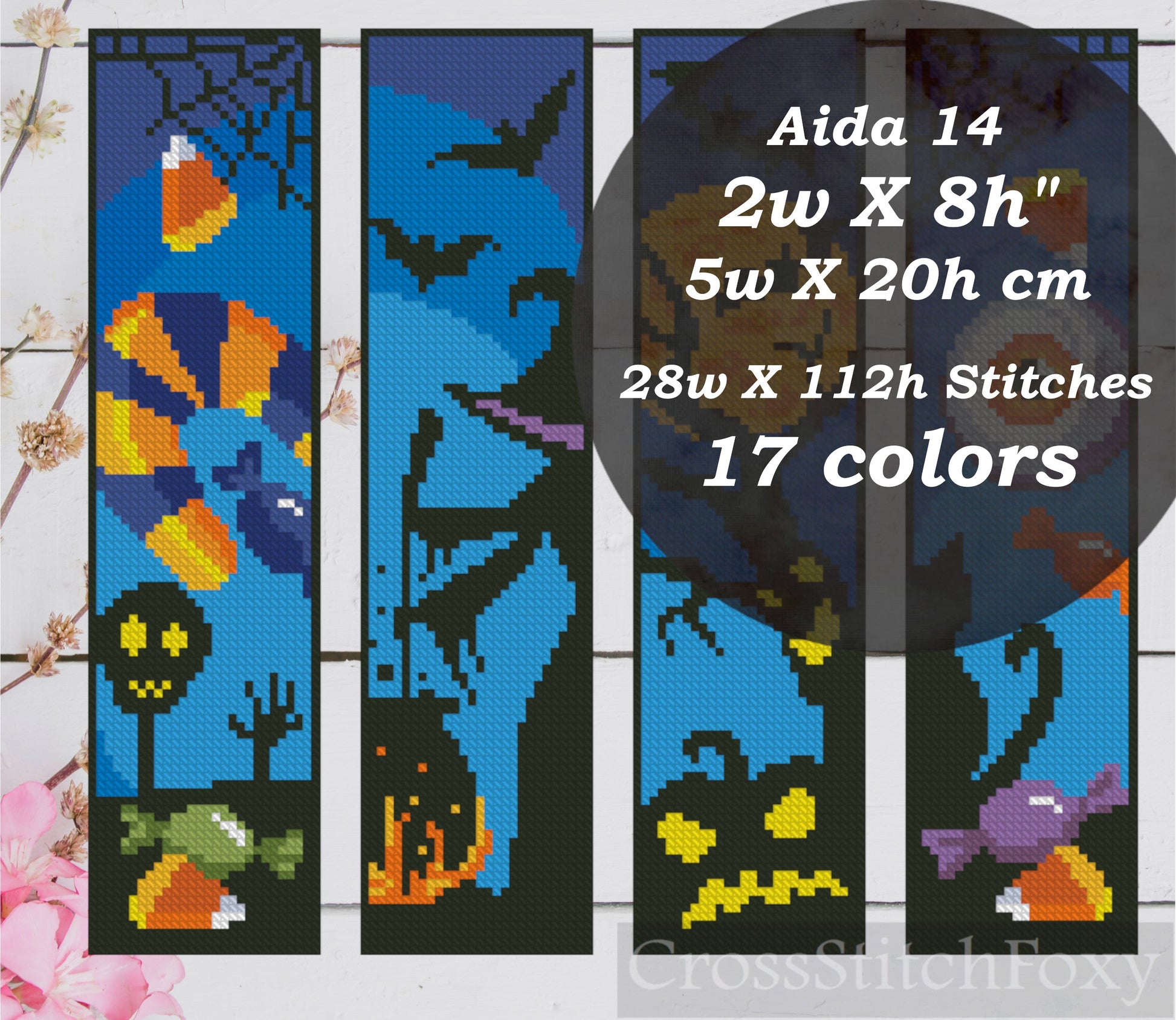 Halloween bookmarks cross stitch patterns â cross stitch foxy