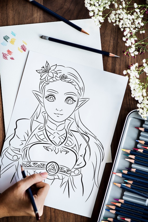 Legend of zelda breath of the wild coloring sheets for adults and kids