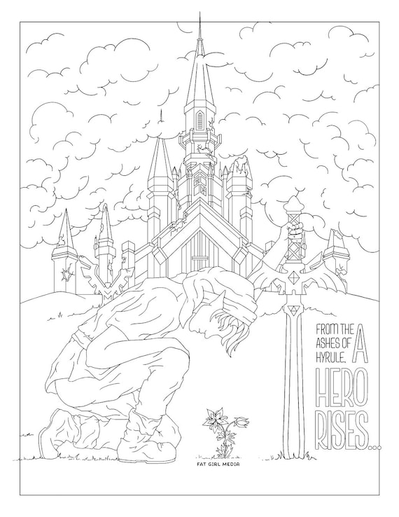Breath of the wild coloring page from the ashes of hyrule zelda coloring book page single use