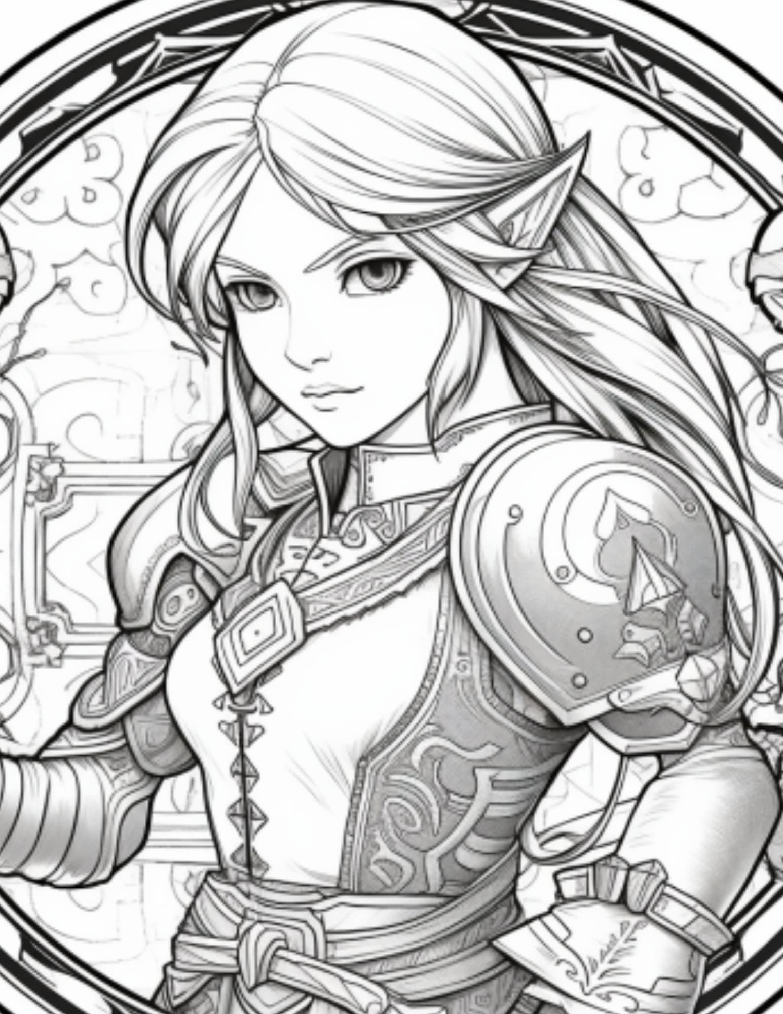 Fun past time legend of zelda coloring pages link princess zelda triforce coloring page fantasy loz gamer coloring ai art coloring book