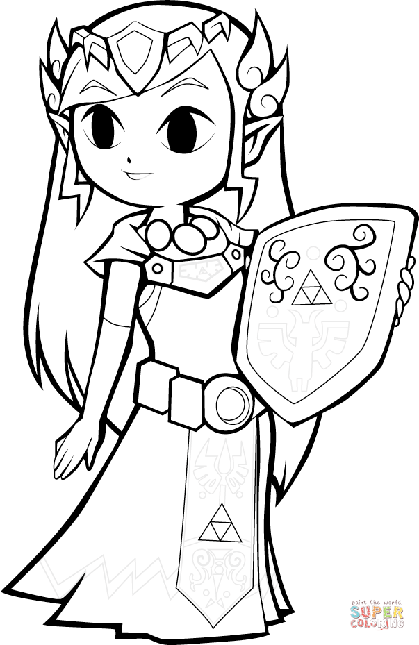 Toon princess zelda coloring page free printable coloring pages