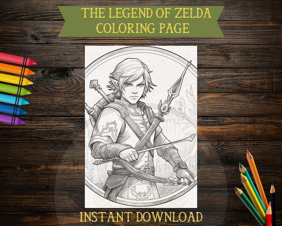 Fun past time legend of zelda coloring pages link princess zelda triforce coloring page fantasy loz gamer coloring ai art coloring book