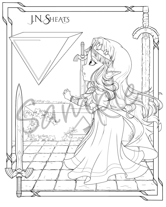 Princess zelda a link to the past coloring page downloads for instant download