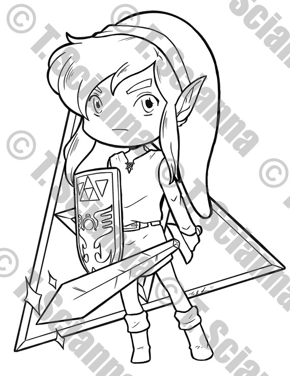 Legend of zelda inspired coloring page bundle