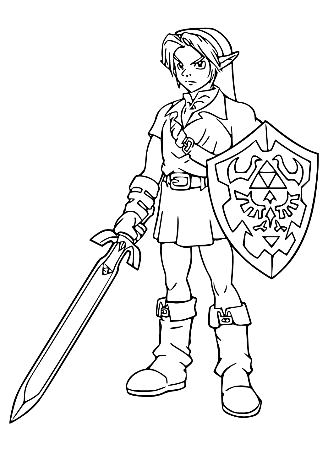 Free printable zelda shield coloring page for adults and kids