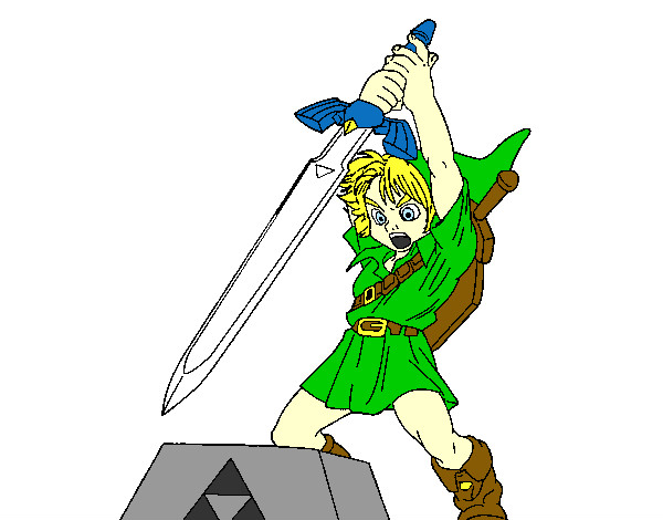 Colored page young link painted by link