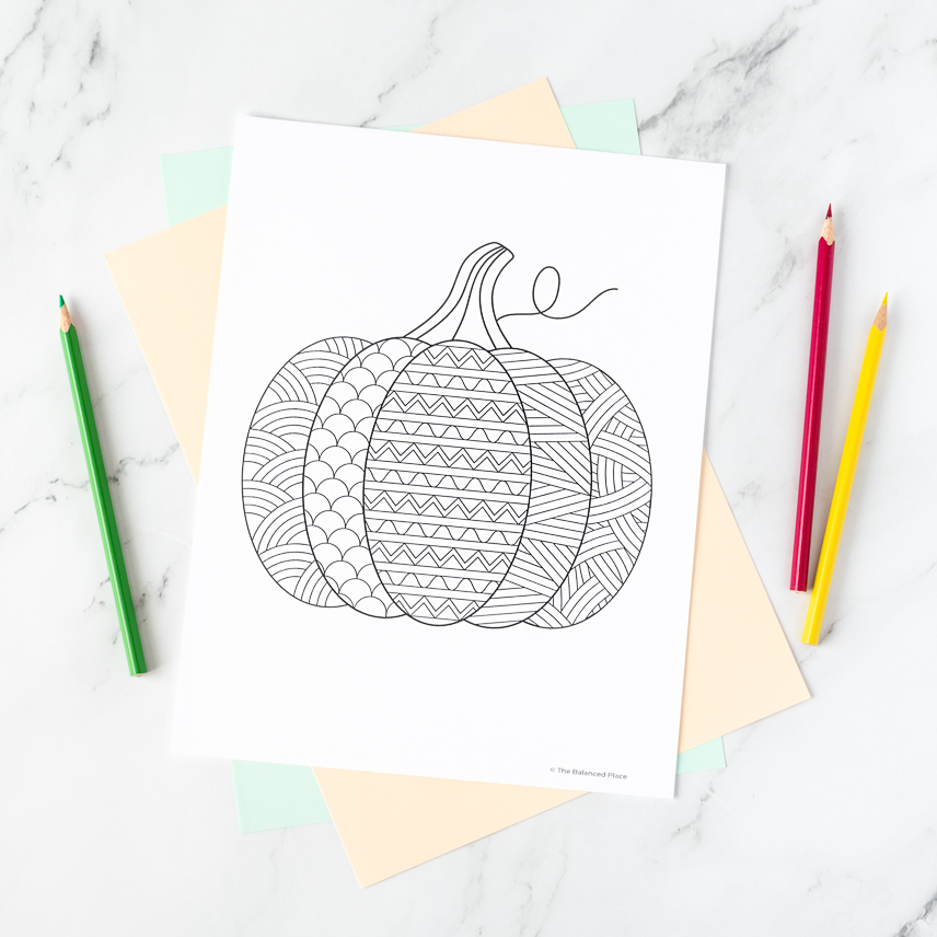 Printable zentangle pumpkin coloring page