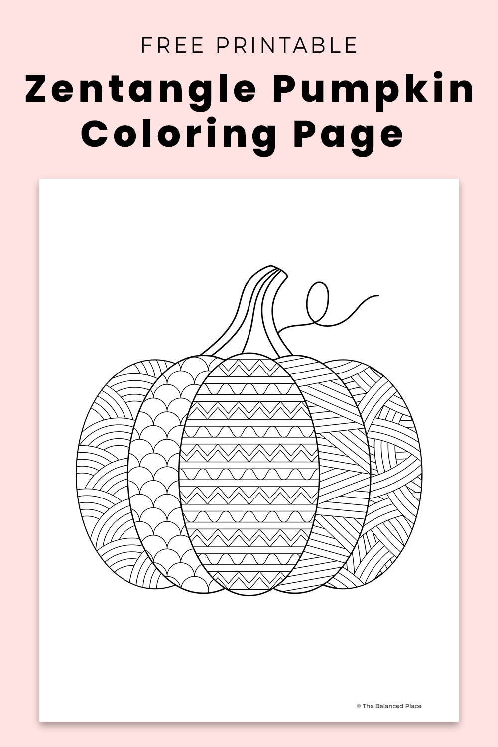 Printable zentangle pumpkin coloring page