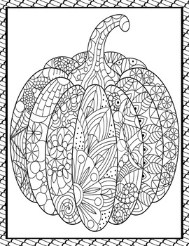 Fall pumpkin zentangle coloring pages autumn zen doodle coloring sheets