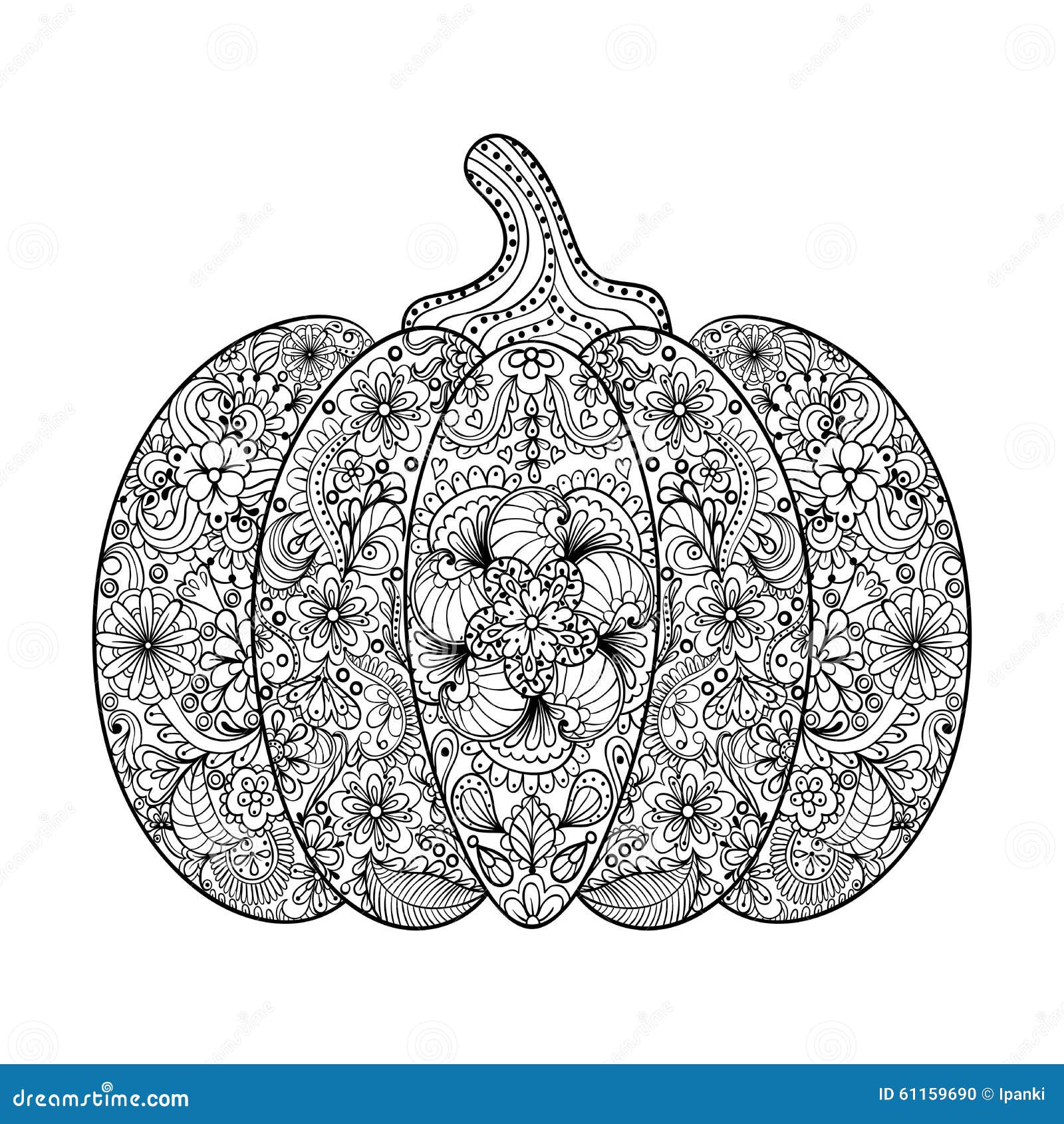 Vector pumpkin illustration hand drawn vegetable in zentangle s stock vector