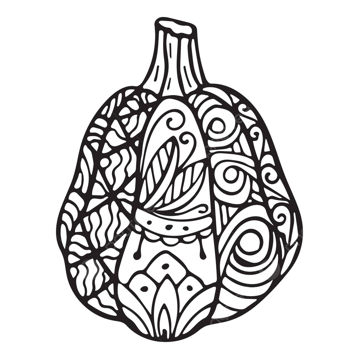 Handdrawn pumpkin illustration with zen doodle pattern for coloring vector pumpkin drawing rat drawing ring drawing png and vector with transparent background for free download