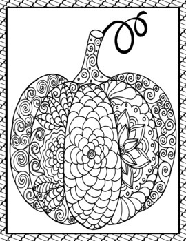 Fall pumpkin zentangle coloring pages autumn zen doodle coloring sheets