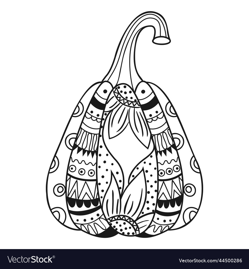 Pumpkin mandala coloring page for adult and kids vector image