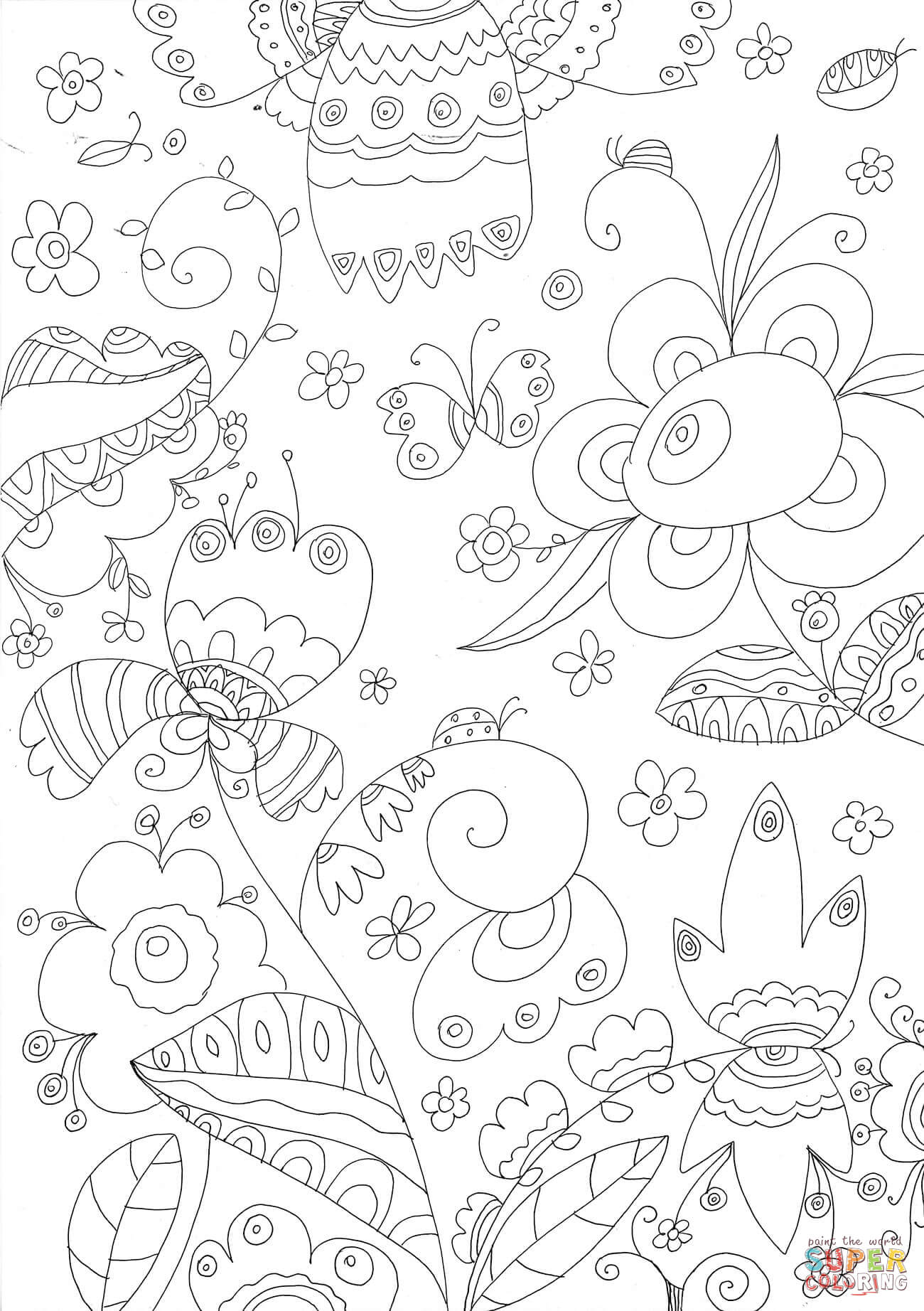 Forest flowers coloring page free printable coloring pages