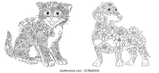 Thousand coloring pages dogs cats royalty