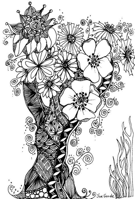 Flower zentangle for teens coloring pages printable zentangle drawings tree coloring page zentangle art
