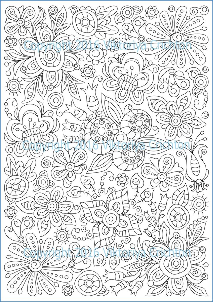 Ðoloring page doodle flowers printable for adults zen doodle pdf and jpeg zentangle inspired