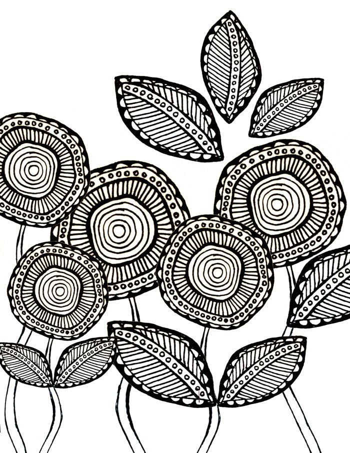 Flower coloring pages download flower coloring pages printable flower coloring pages zen doodle art