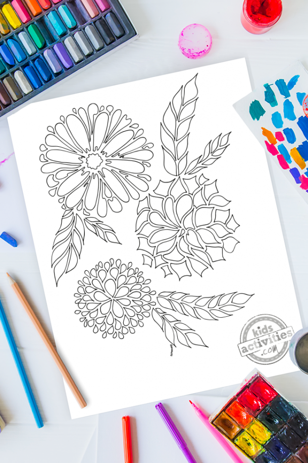 Flowers zentangle coloring page kids activities blog