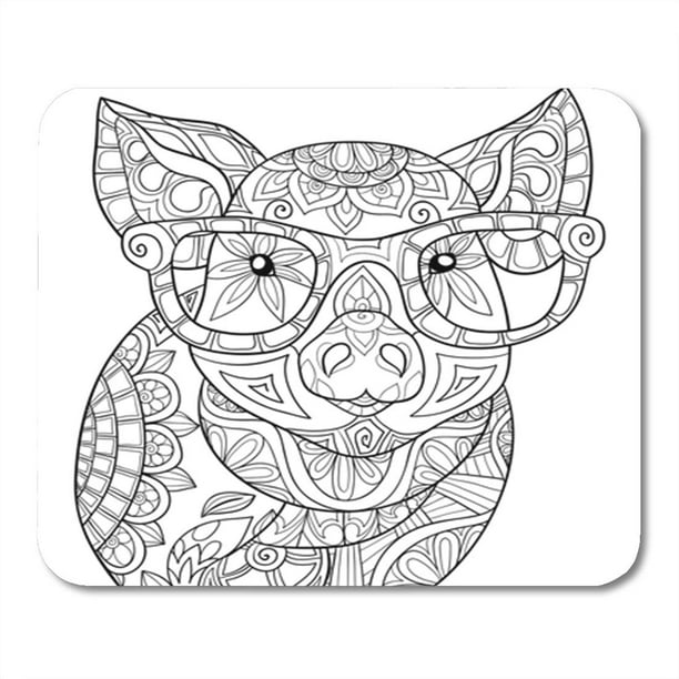 Poglip abstract adult coloring page book pig zen artistic mousepad mouse pad mouse mat x inch