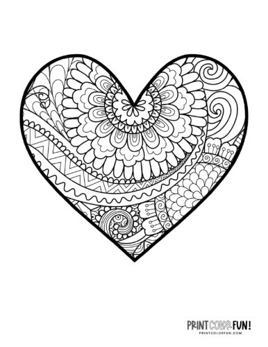 Zen doodle heart coloring pages coloring page