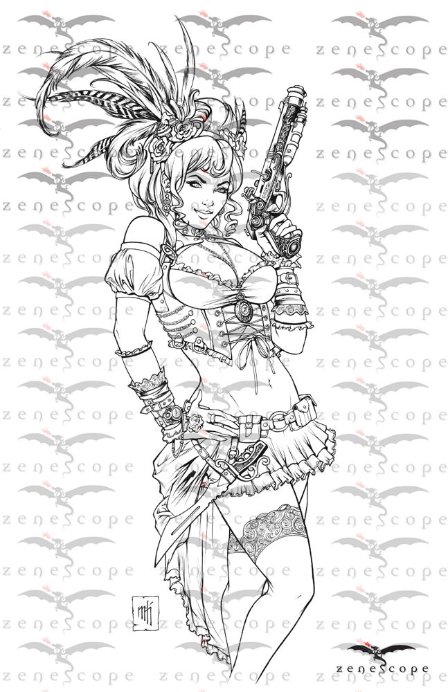 Exclusive coloring prints for red agent and grimm fairy tales steampunk