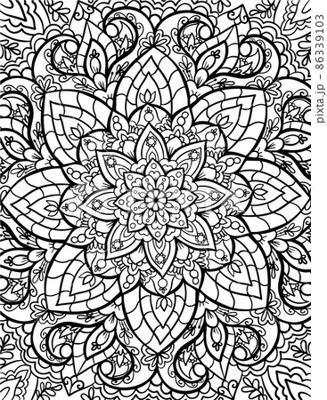 Mandala adult coloring book page zentangle