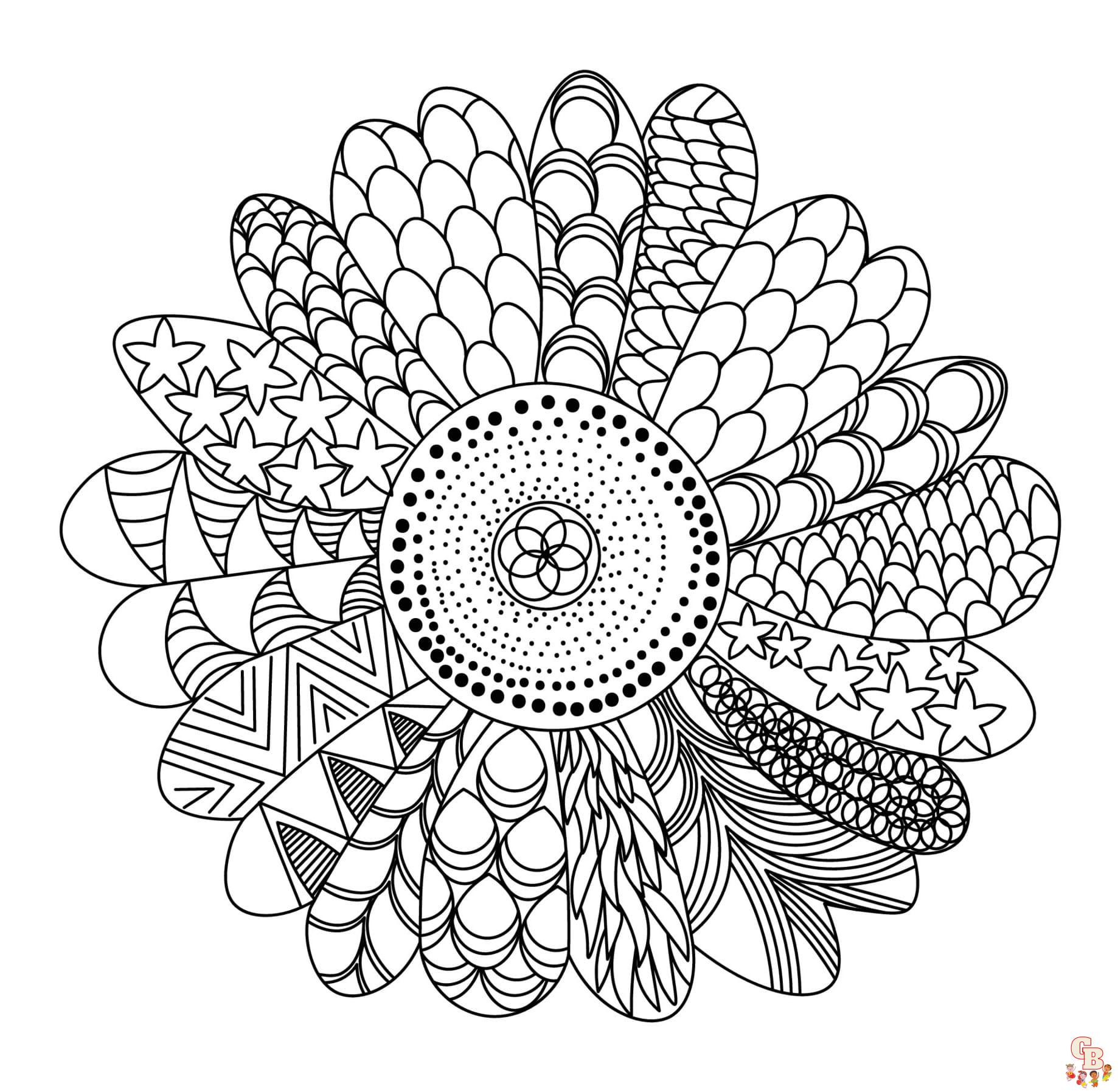 Printable zentangle coloring pages free for kids and adults