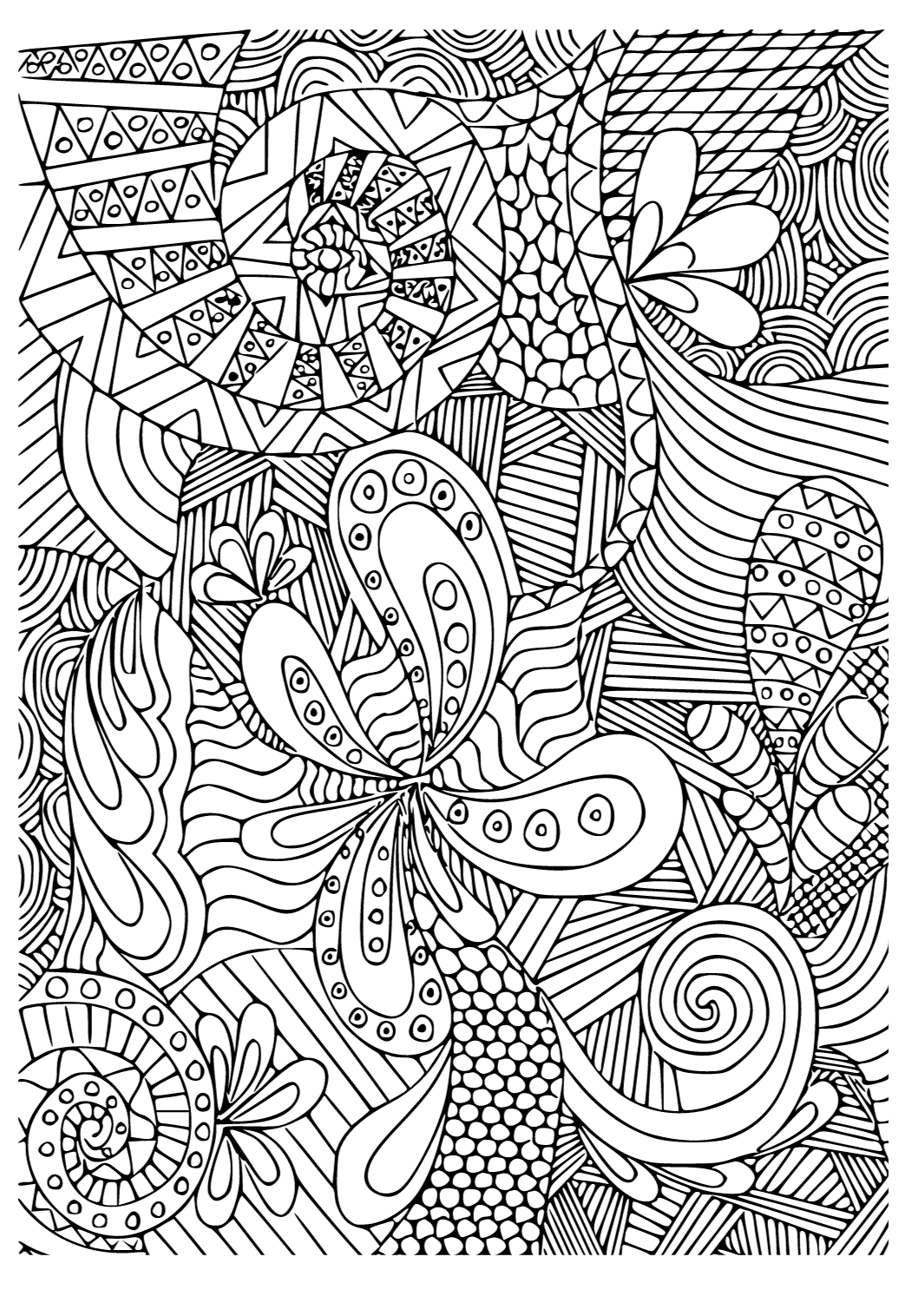 Free printable zentangle butterfly coloring page for adults and kids