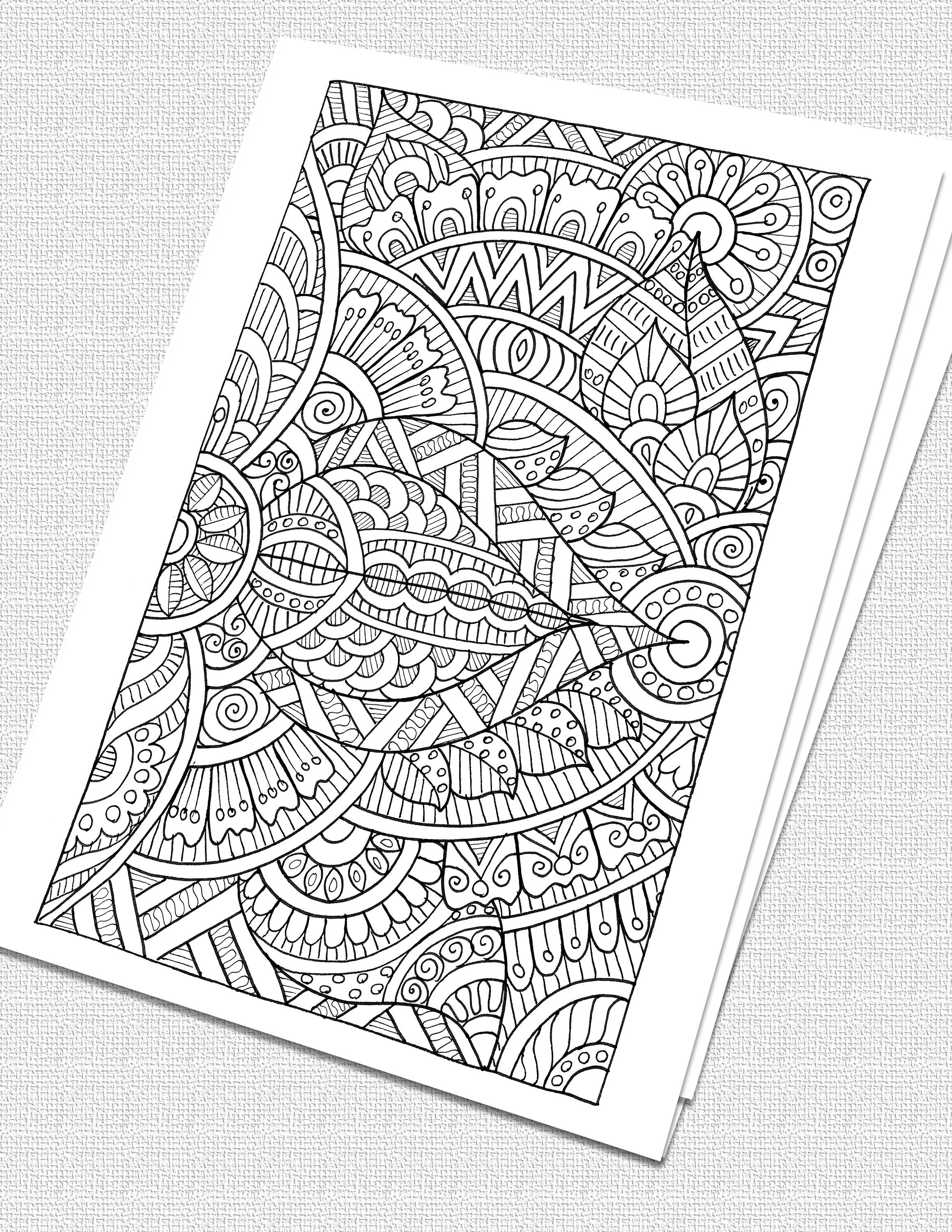 Abstract zentangle pattern design printable adult coloring page printable art doodle art digital download calm relaxing art therapy