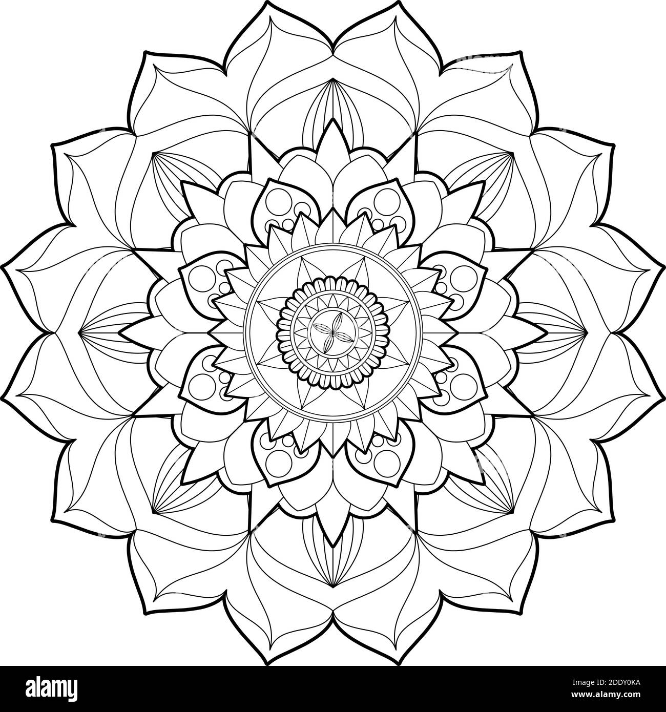 Zentangle mandala for coloring page stock photo