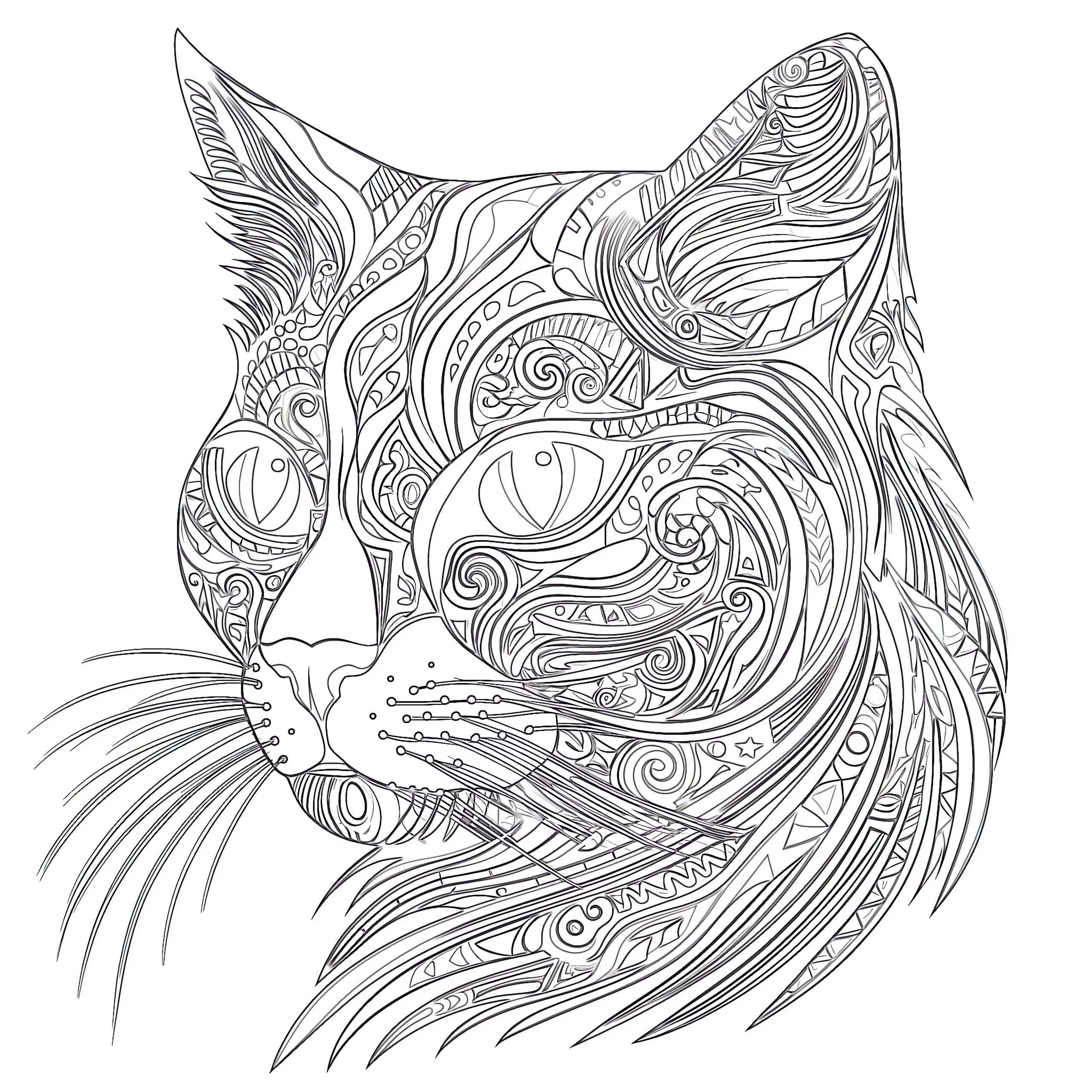 Zentangle cat coloring page coloring pages mimi panda