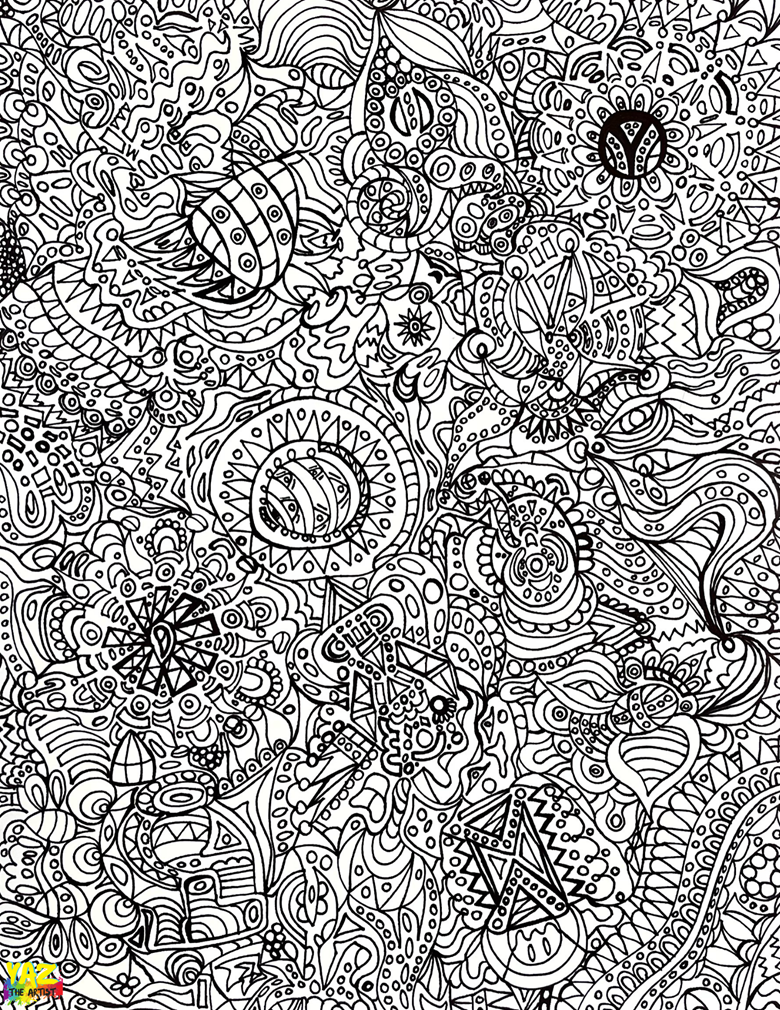 Elemental zentangle coloring page