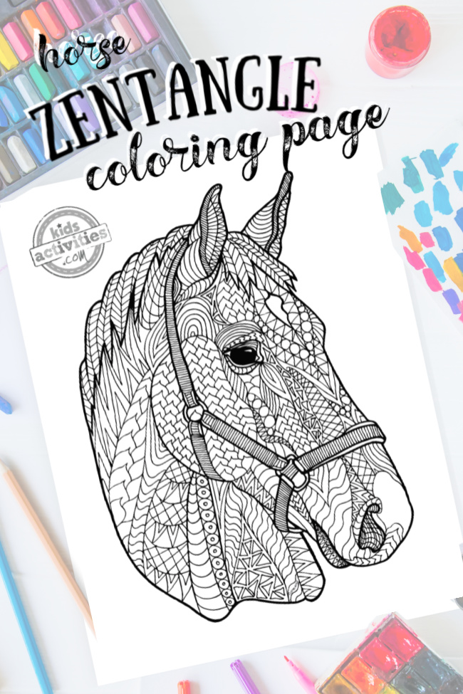 Harmonious zentangle horse coloring page kids activities blog